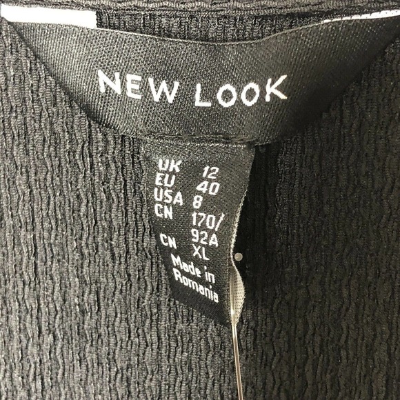 NWT New Look Womens Shirred Waist Wrap Top Size 8 Black Sold at ASOS Textured - Picture 7 of 8